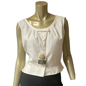 Vintage NOS Sybil White Rockabilly Sleeveless Pin-up Crop Top Blouse 38